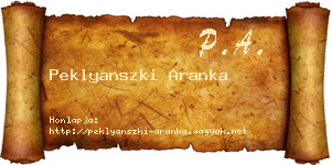 Peklyanszki Aranka névjegykártya