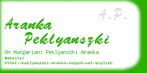 aranka peklyanszki business card